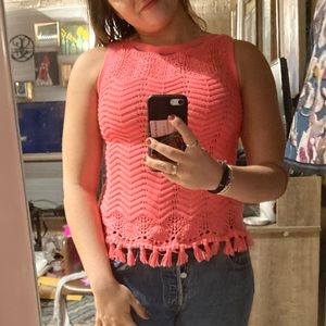 Lilly Pulitzer knit tank with fringe size XS